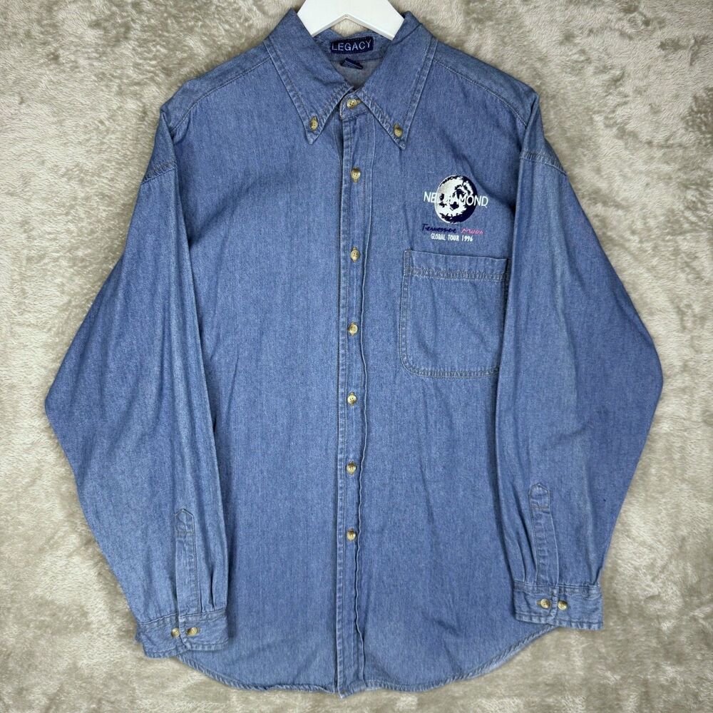 Vtg 90s Neil Diamond Shirt Mens Medium Oversized Tennessee Moon Global Tour 1996